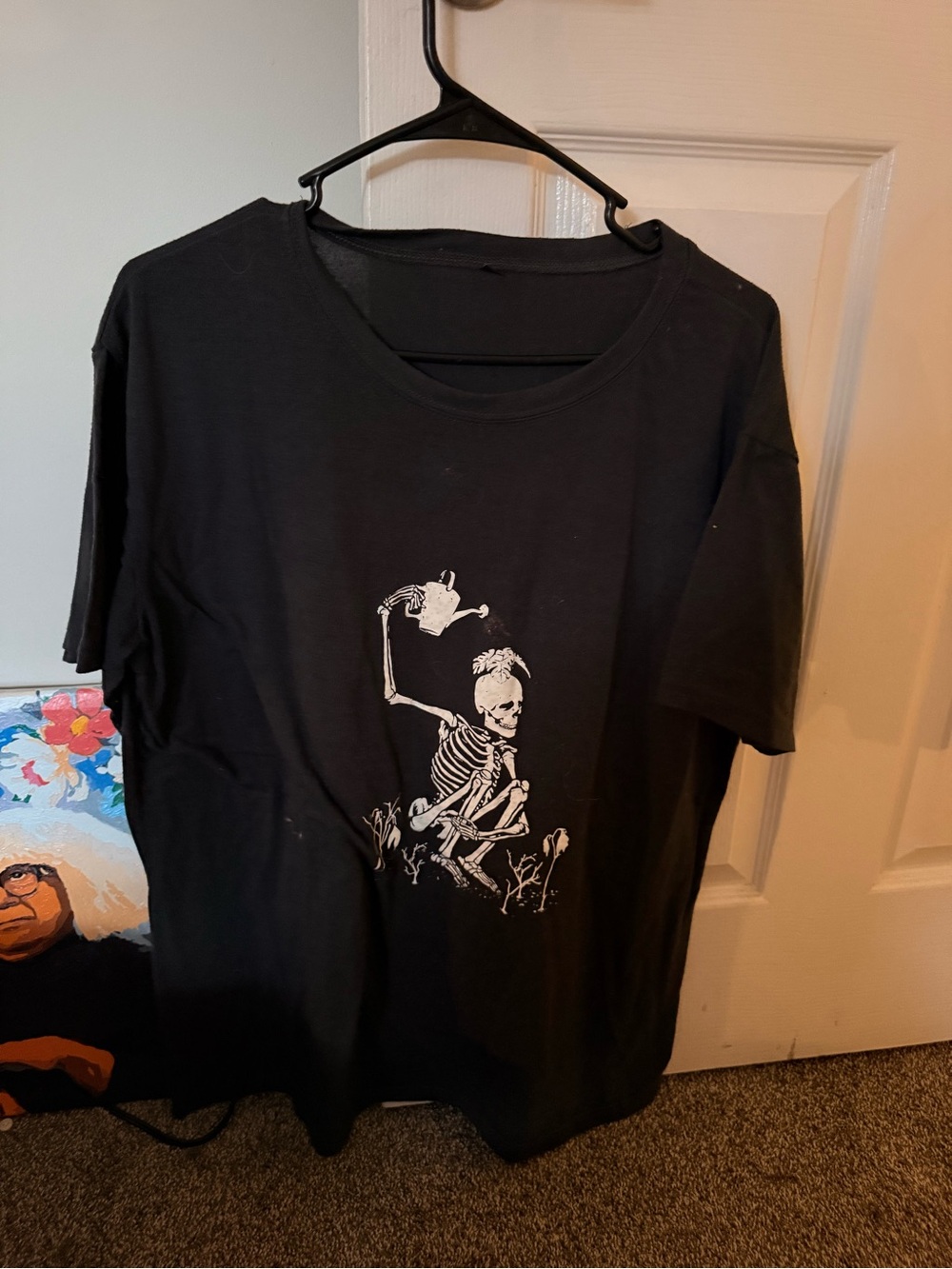 Black Skeleton Graphic Tee - White Print